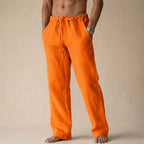 Kye | Women's Lightweight Linen Trousers, Tailored Summer Trousers | Direct Attire | Orange