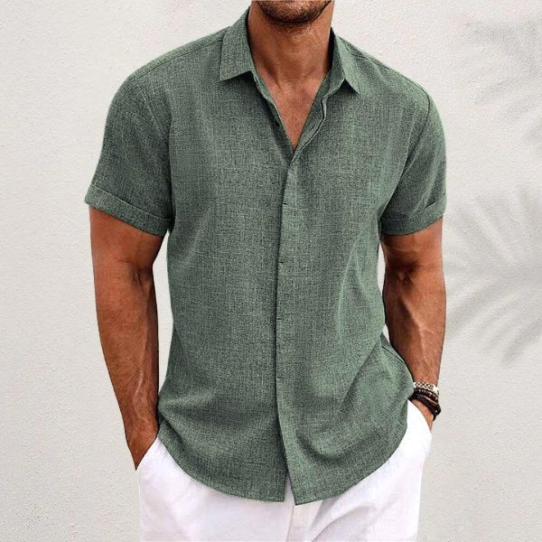 Lachlan | Men's Classic Collared Button Shirt, Breathable Linen Blend Shirt | Direct Attire | Green