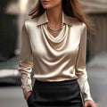 Lara | Women's V-Neck Shimmer Blouse, Elegant Shiny Blouse | Direct Attire | Champagne