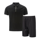 Lawson | Men's Cotton Zip-Neck Polo Shorts Set, Two-Piece Lounge Set | Direct Attire | Dark Green