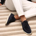 Levi | Men's Suede-Effect Lace-Up Loafers, Classic Everyday Loafers | Direct Attire | Armada