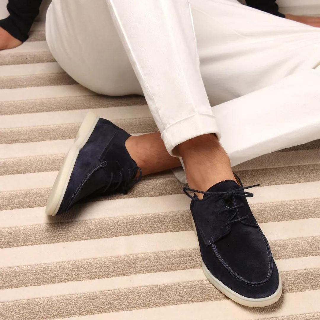 Levi | Men's Suede-Effect Lace-Up Loafers, Classic Everyday Loafers | Direct Attire | Armada
