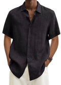 Liam | Men's Short-Sleeve Shirt, Relaxed Japanese-Style Holiday Shirt | Direct Attire