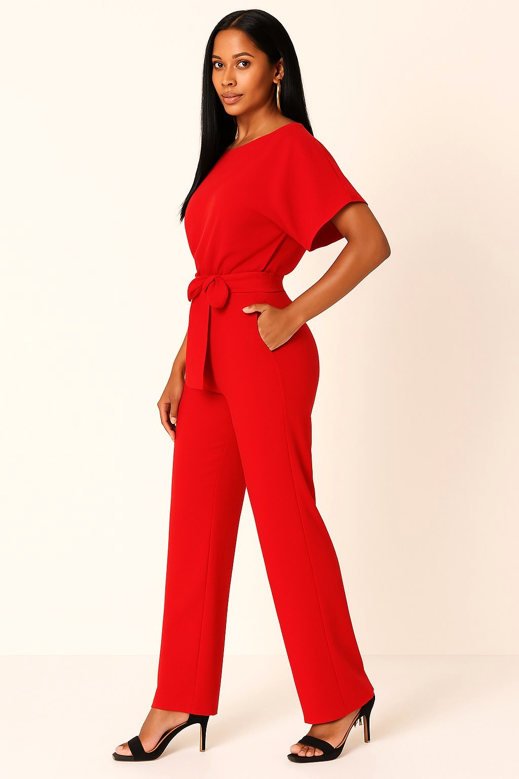 Liana | Women's Ponte Knit Batwing Jumpsuit, Relaxed-Fit One-Piece | Direct Attire