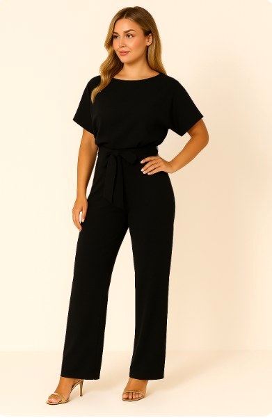 Liana | Women's Ponte Knit Batwing Jumpsuit, Relaxed-Fit One-Piece | Direct Attire | Dark Blue