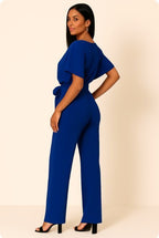 Liana | Women's Ponte Knit Batwing Jumpsuit, Relaxed-Fit One-Piece | Direct Attire | Red