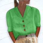 Lily | Women's Linen Top with V-Neckline, Cap Sleeve Blouse | Direct Attire | Yellow