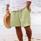 Lincoln | Men's Relaxed Cotton and Linen Shorts, Drawstring Waist Shorts | Direct Attire | Red