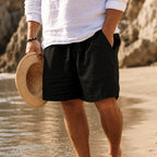 Lincoln | Men's Relaxed Cotton and Linen Shorts, Drawstring Waist Shorts | Direct Attire | Green