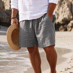 Lincoln | Men's Relaxed Cotton and Linen Shorts, Drawstring Waist Shorts | Direct Attire | Khaki