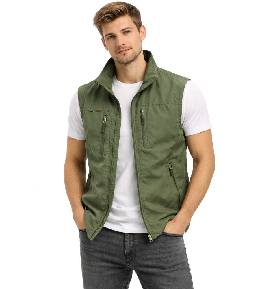 Logan | Men's Lightweight Gilet with Zip Closure, Outdoor Gilet | Direct Attire | Khaki