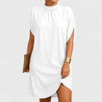 Macey | Women's Fitted Midi Dress, Ruched Neckline Evening Dress | Direct Attire