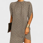 Macey | Women's Fitted Midi Dress, Ruched Neckline Evening Dress | Direct Attire