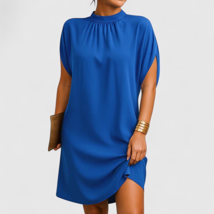 Macey | Women's Fitted Midi Dress, Ruched Neckline Evening Dress | Direct Attire