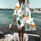 Maddison | Women's Fluid Shirt Dress White, Flowing Shirt Dress | Direct Attire
