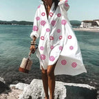 Maddison | Women's Fluid Shirt Dress White, Flowing Shirt Dress | Direct Attire