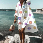 Maddison | Women's Fluid Shirt Dress White, Flowing Shirt Dress | Direct Attire