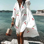 Maddison | Women's Fluid Shirt Dress White, Flowing Shirt Dress | Direct Attire