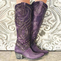 Maddison | Women's Orthopedic Knee-High Boots, Pointed Toe Block Heel Boots | Direct Attire | Purple