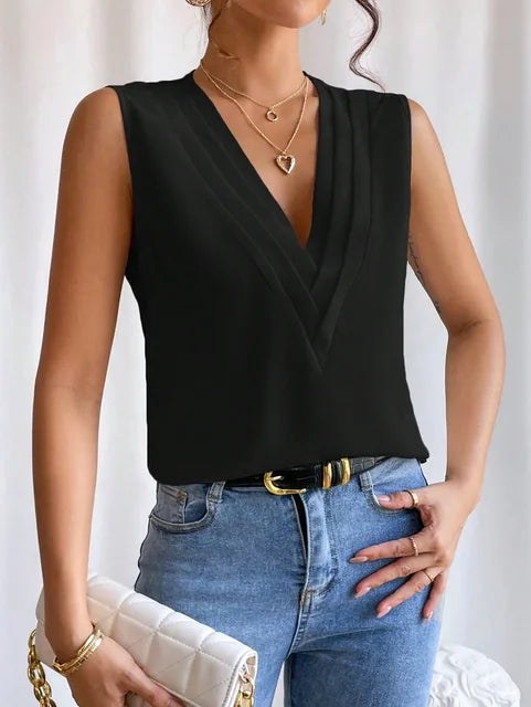 Madelyn | Women's Sleeveless V-Neck Top, Lightweight Summer Top for Holidays and Casual Wear, Lightweight Summer Top for Holidays and Casual Wear - image 9