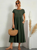 Madison | Women's Fluid Cotton Dress with Practical Pockets, Everyday Midi Dress | Direct Attire