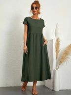 Madison | Women's Fluid Cotton Dress with Practical Pockets, Everyday Midi Dress | Direct Attire