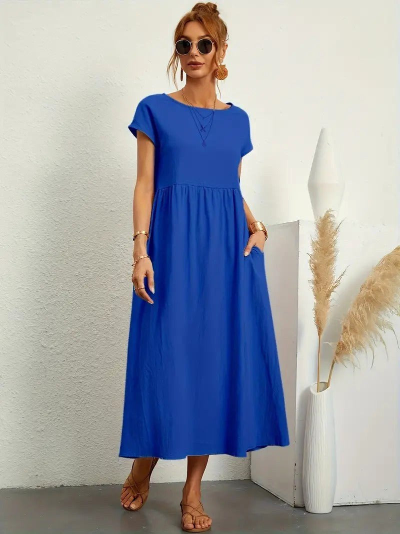 Madison | Women's Fluid Cotton Dress with Practical Pockets, Everyday Midi Dress | Direct Attire