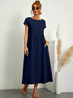 Madison | Women's Fluid Cotton Dress with Practical Pockets, Everyday Midi Dress | Direct Attire