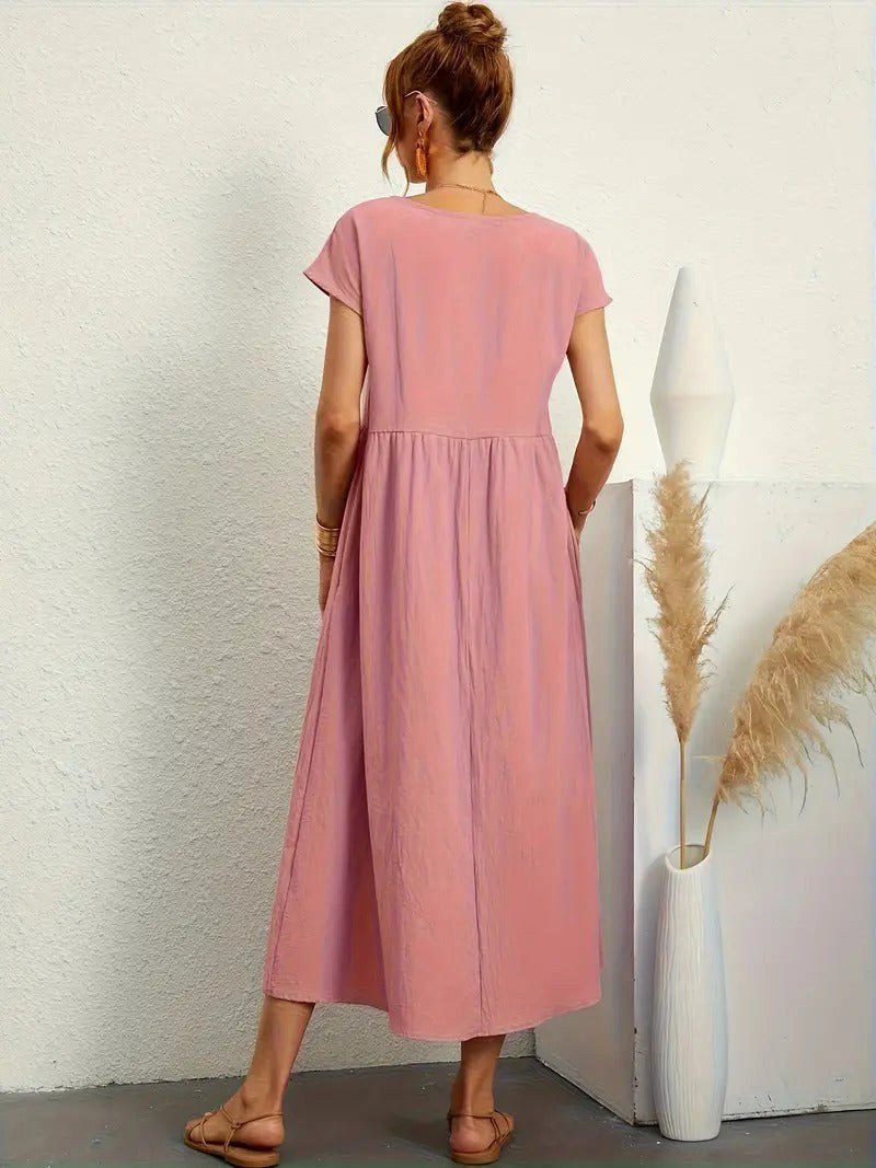 Madison | Women's Fluid Cotton Dress with Practical Pockets, Everyday Midi Dress | Direct Attire