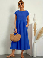 Madison | Women's Fluid Cotton Dress with Practical Pockets, Everyday Midi Dress | Direct Attire
