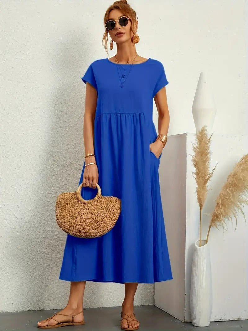 Madison | Women's Fluid Cotton Dress with Practical Pockets, Everyday Midi Dress | Direct Attire