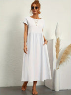 Madison | Women's Fluid Cotton Dress with Practical Pockets, Everyday Midi Dress | Direct Attire