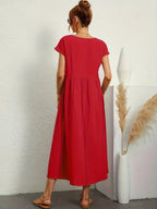Madison | Women's Fluid Cotton Dress with Practical Pockets, Everyday Midi Dress | Direct Attire
