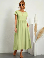 Madison | Women's Fluid Cotton Dress with Practical Pockets, Everyday Midi Dress | Direct Attire