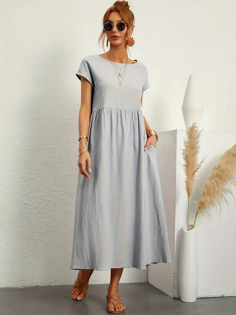 Madison | Women's Fluid Cotton Dress with Practical Pockets, Everyday Midi Dress | Direct Attire