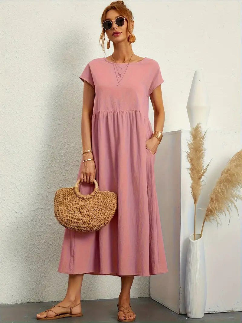 Madison | Women's Fluid Cotton Dress with Practical Pockets, Everyday Midi Dress | Direct Attire