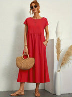 Madison | Women's Fluid Cotton Dress with Practical Pockets, Everyday Midi Dress | Direct Attire