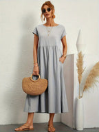 Madison | Women's Fluid Cotton Dress with Practical Pockets, Everyday Midi Dress | Direct Attire