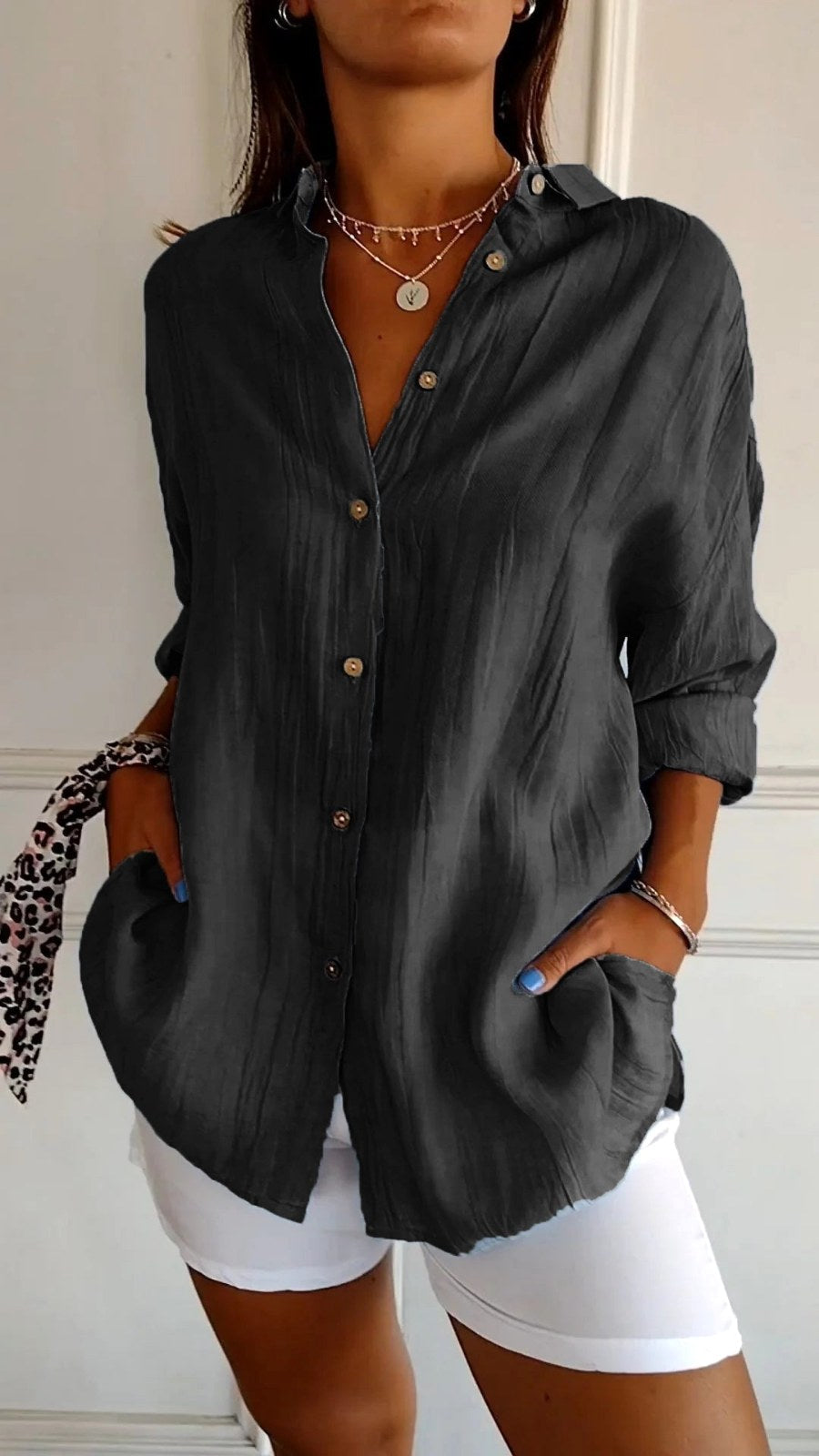 Madison | Women's Linen Button-Down Shirt, Lightweight Summer Top for Holidays and Casual Wear, Lightweight Summer Top for Holidays and Casual Wear - White
