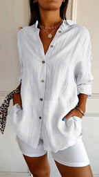 Madison | Women's Linen Button-Down Shirt, Lightweight Summer Top for Holidays and Casual Wear, Lightweight Summer Top for Holidays and Casual Wear - image 12