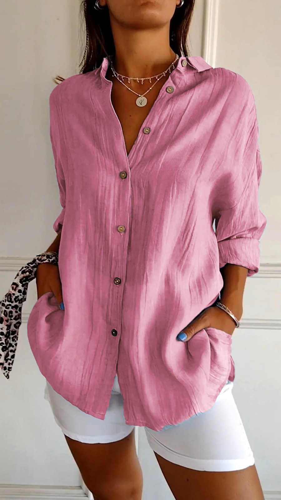Madison | Women's Linen Button-Down Shirt, Lightweight Summer Top for Holidays and Casual Wear, Lightweight Summer Top for Holidays and Casual Wear - Yellow