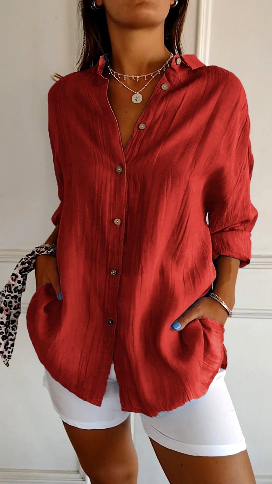 Madison | Women's Linen Button-Down Shirt, Lightweight Summer Top for Holidays and Casual Wear, Lightweight Summer Top for Holidays and Casual Wear - Green