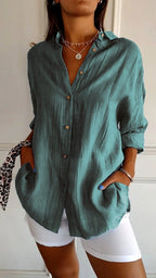 Maeve | Women's Relaxed Cotton Shirt, Loose-Fit Button-Through Blouse | Direct Attire
