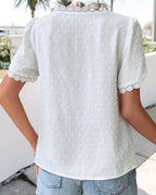 Mallory | Women's Swiss Dot V-Neck Boho Blouse, Lightweight Summer Top for Holidays and Casual Wear, Lightweight Summer Top for Holidays and Casual Wear - image 8
