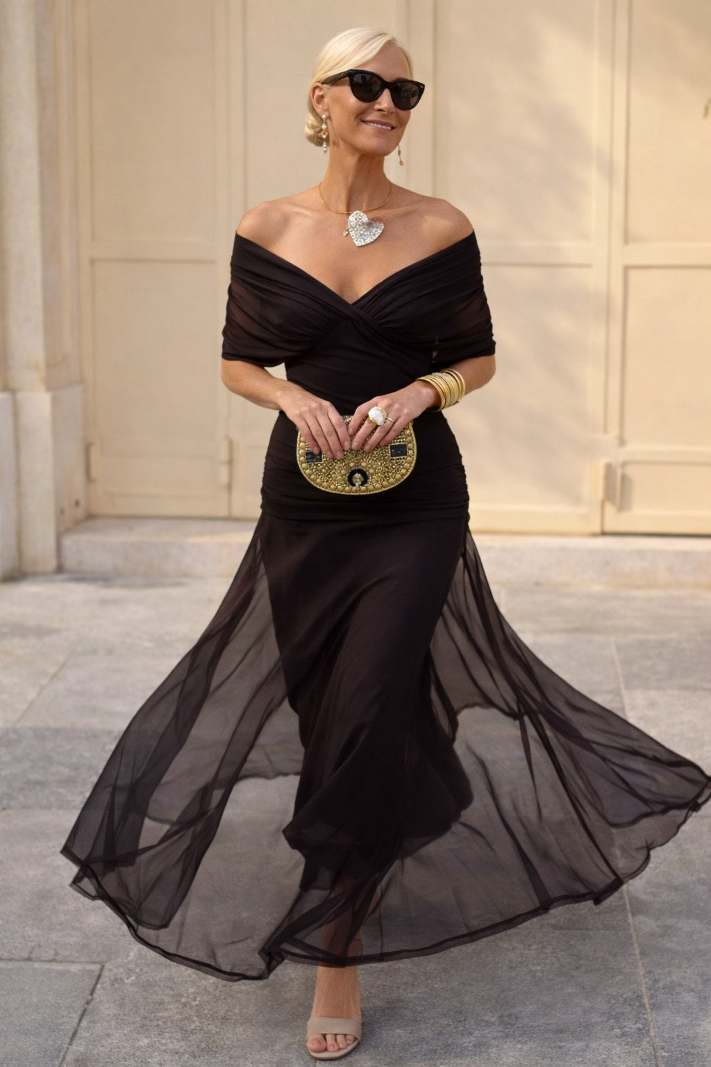 Marlee | Women's Chiffon Maxi Dress with V-Neckline, Wrap-Style Maxi Dress | Direct Attire