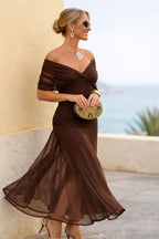 Marlee | Women's Chiffon Maxi Dress with V-Neckline, Wrap-Style Maxi Dress | Direct Attire