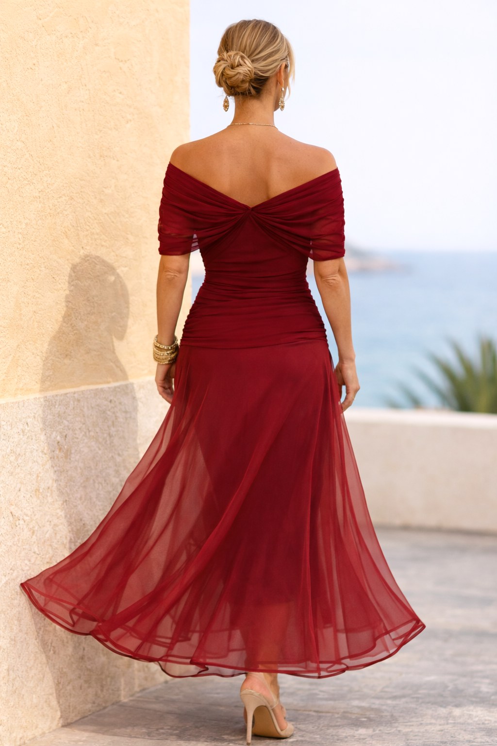 Marlee | Women's Chiffon Maxi Dress with V-Neckline, Wrap-Style Maxi Dress | Direct Attire