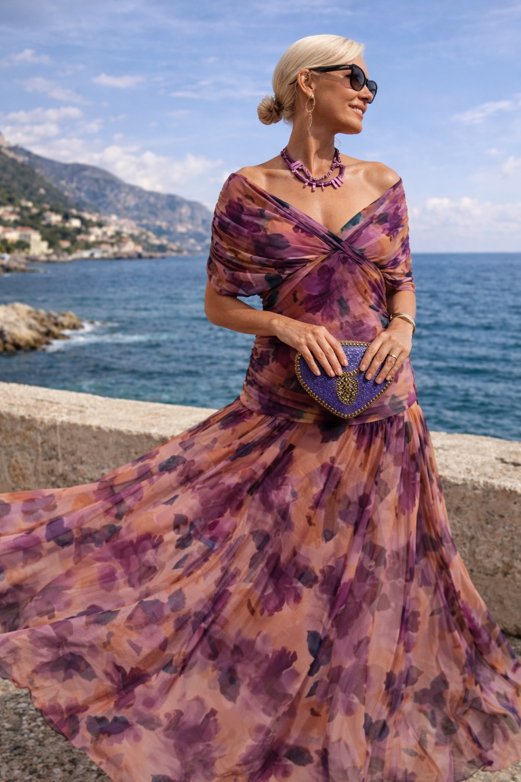 Marlee | Women's Chiffon Maxi Dress with V-Neckline, Wrap-Style Maxi Dress | Direct Attire