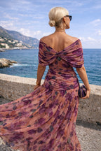 Marlee | Women's Chiffon Maxi Dress with V-Neckline, Wrap-Style Maxi Dress | Direct Attire