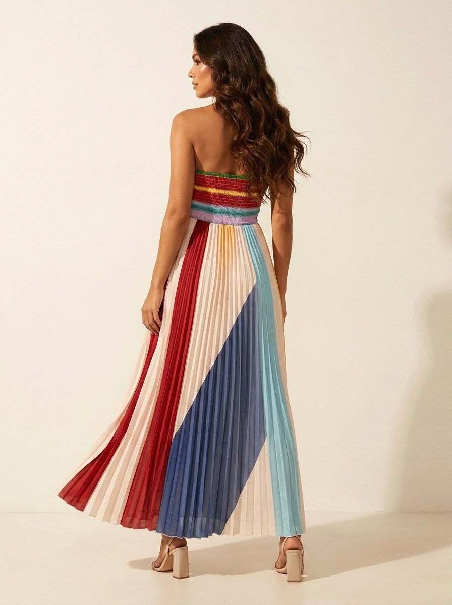 Marlee | Women's Pleated Maxi Dress, Colourful Flowing Maxi Dress | Direct Attire